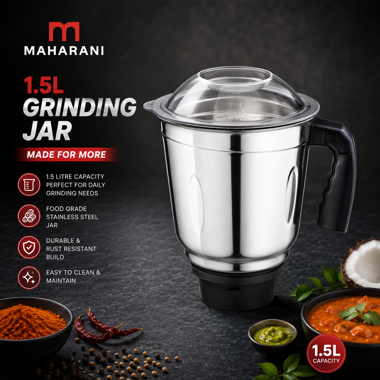 Maharani Dynamite Mixer Grinder - 1100 Watts - 2 Jars
