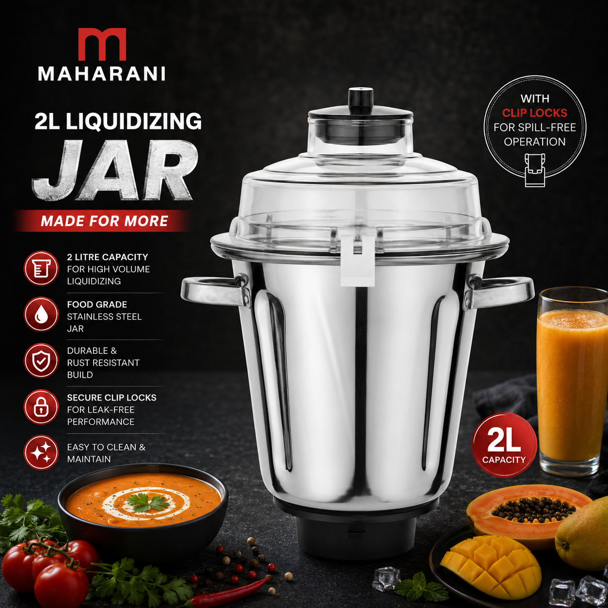 Maharani Dynamite Mixer Grinder - 1100 Watts - 2 Jars